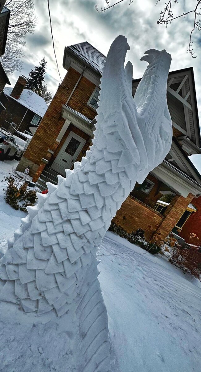 Canada snow dragon sculpture