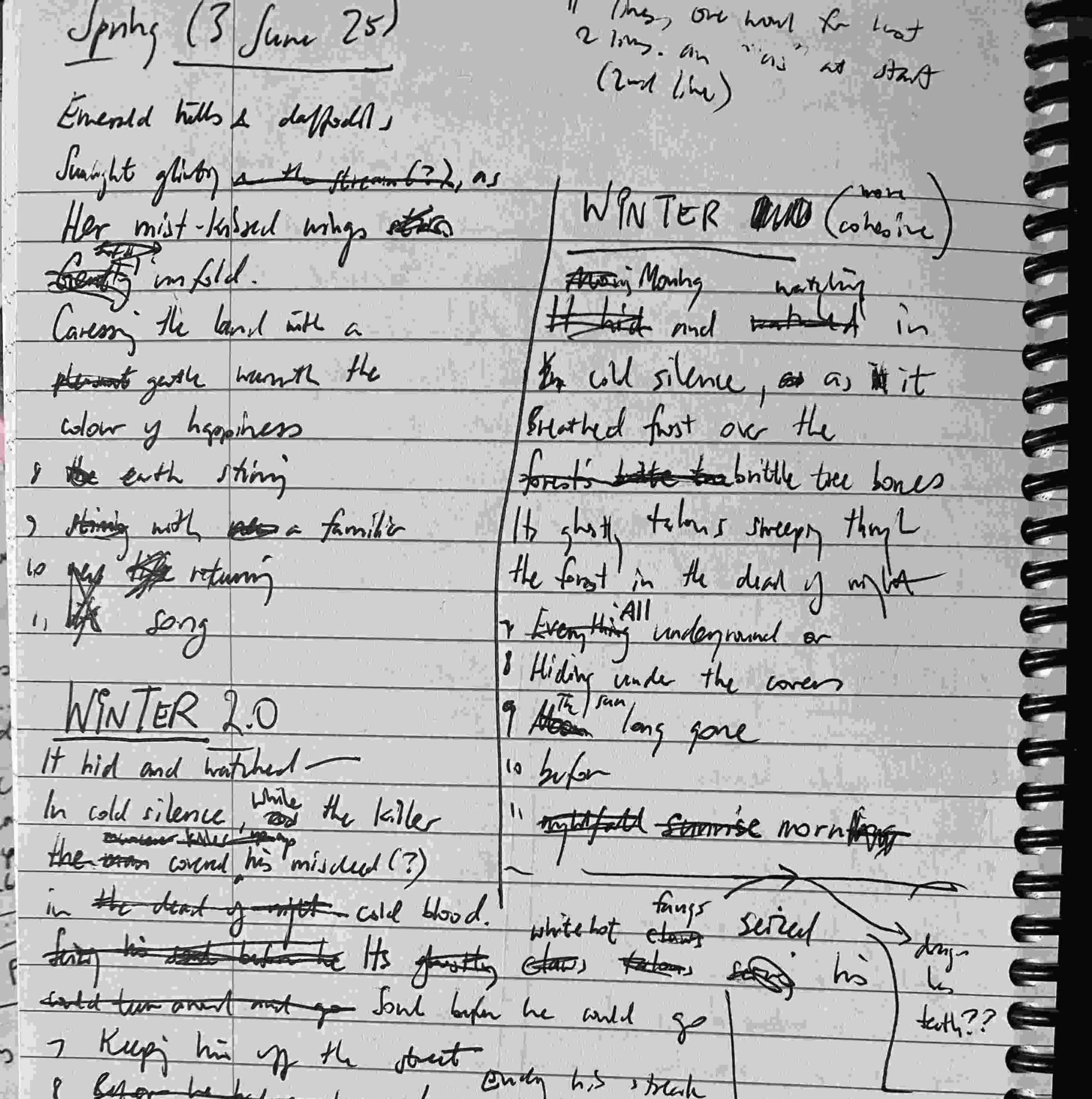 handwritten WIP dragon poems