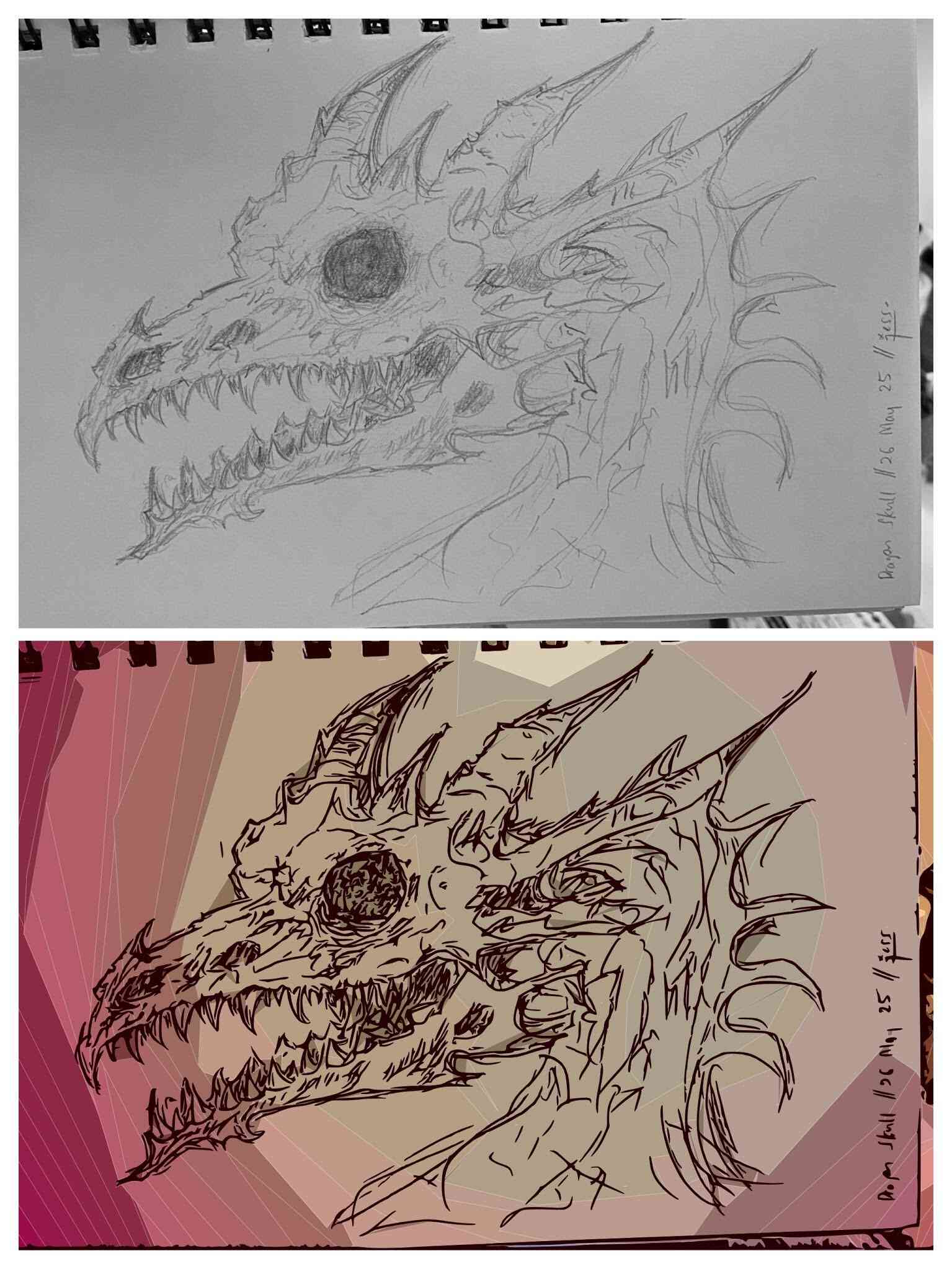 bone dragon skull sketch