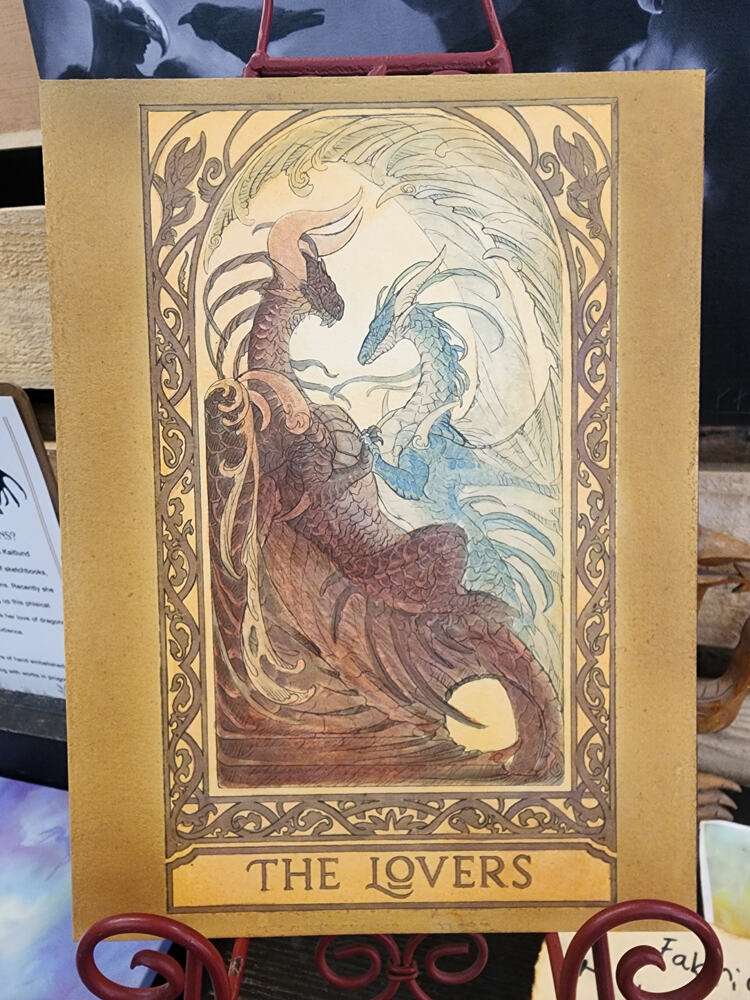 the lovers, dragon tarot watercolor