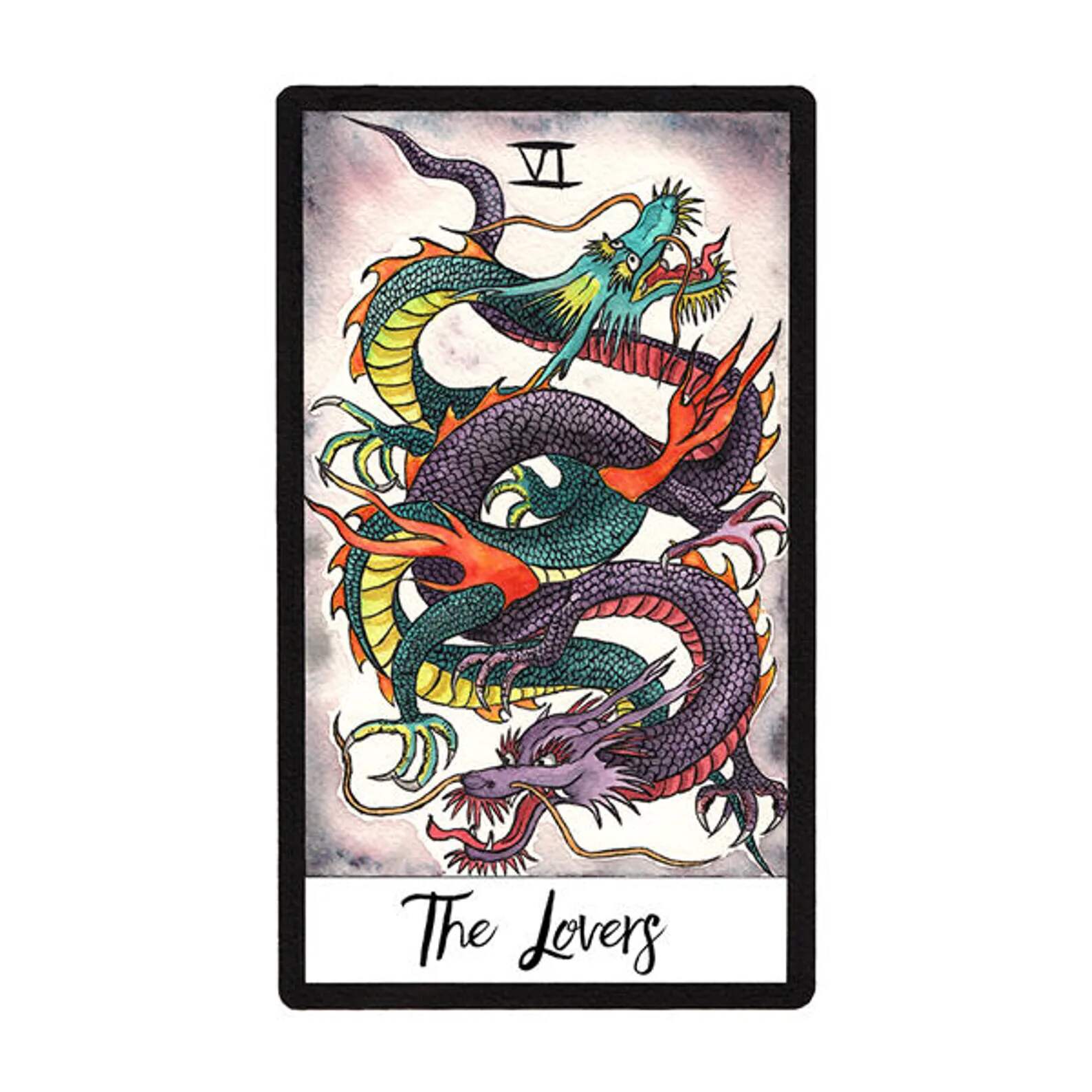 the lovers, dragon tarot card