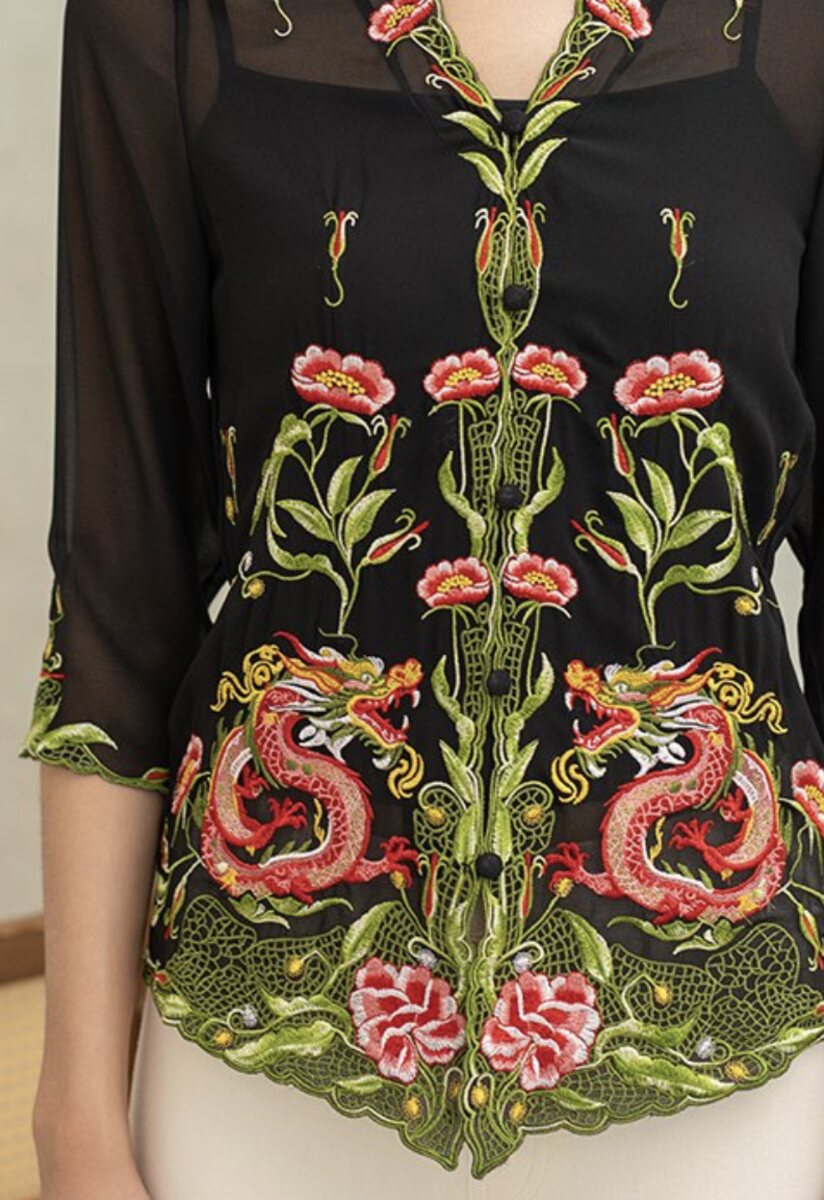 Dragon Embroidery in Nyonya Kebaya