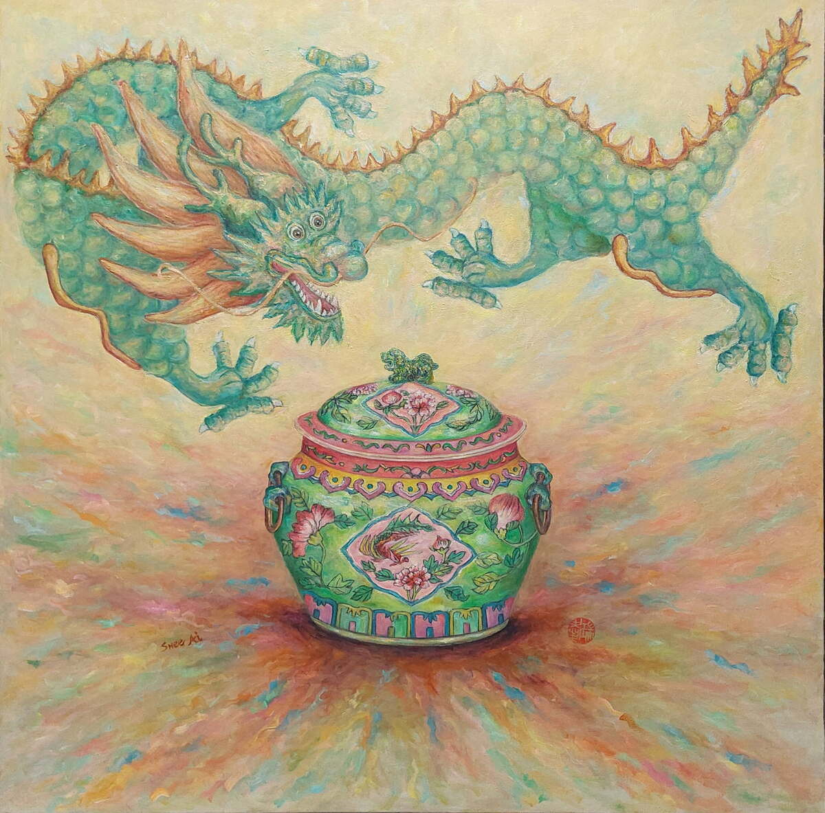 peranakan dragon painting