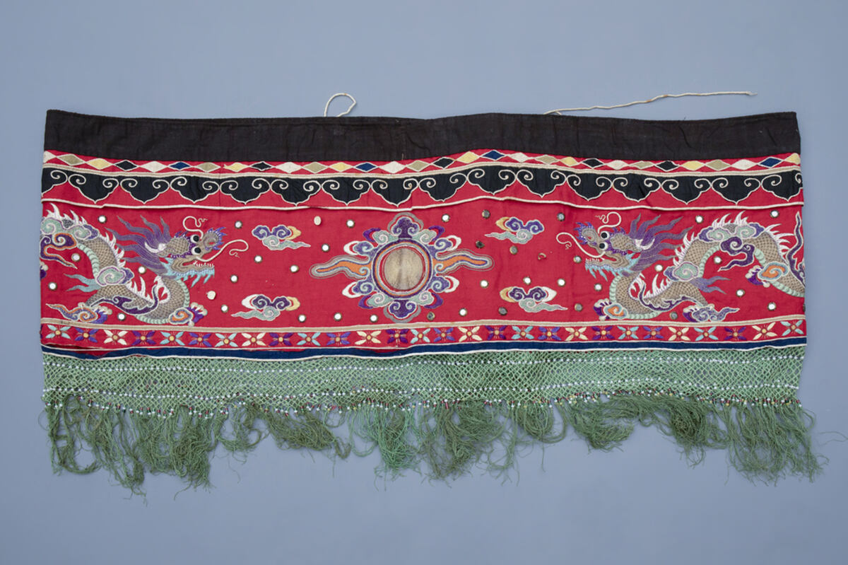 Chinese Embroidered red Altar Cloth with Dragon Design