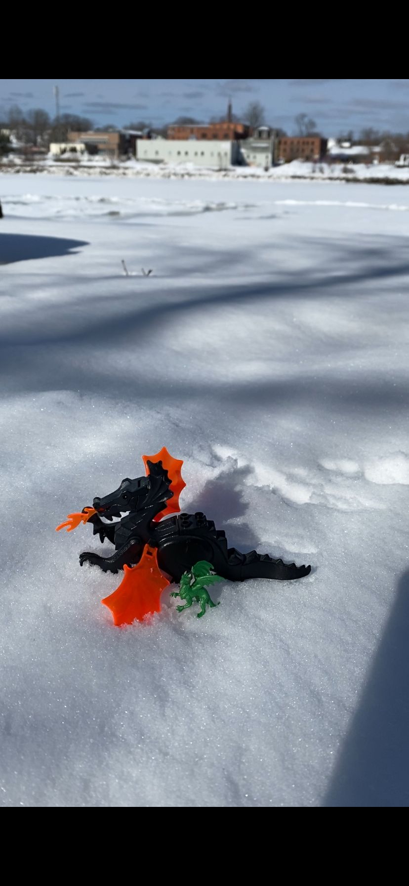 vintage Lego black dragon with green dragon