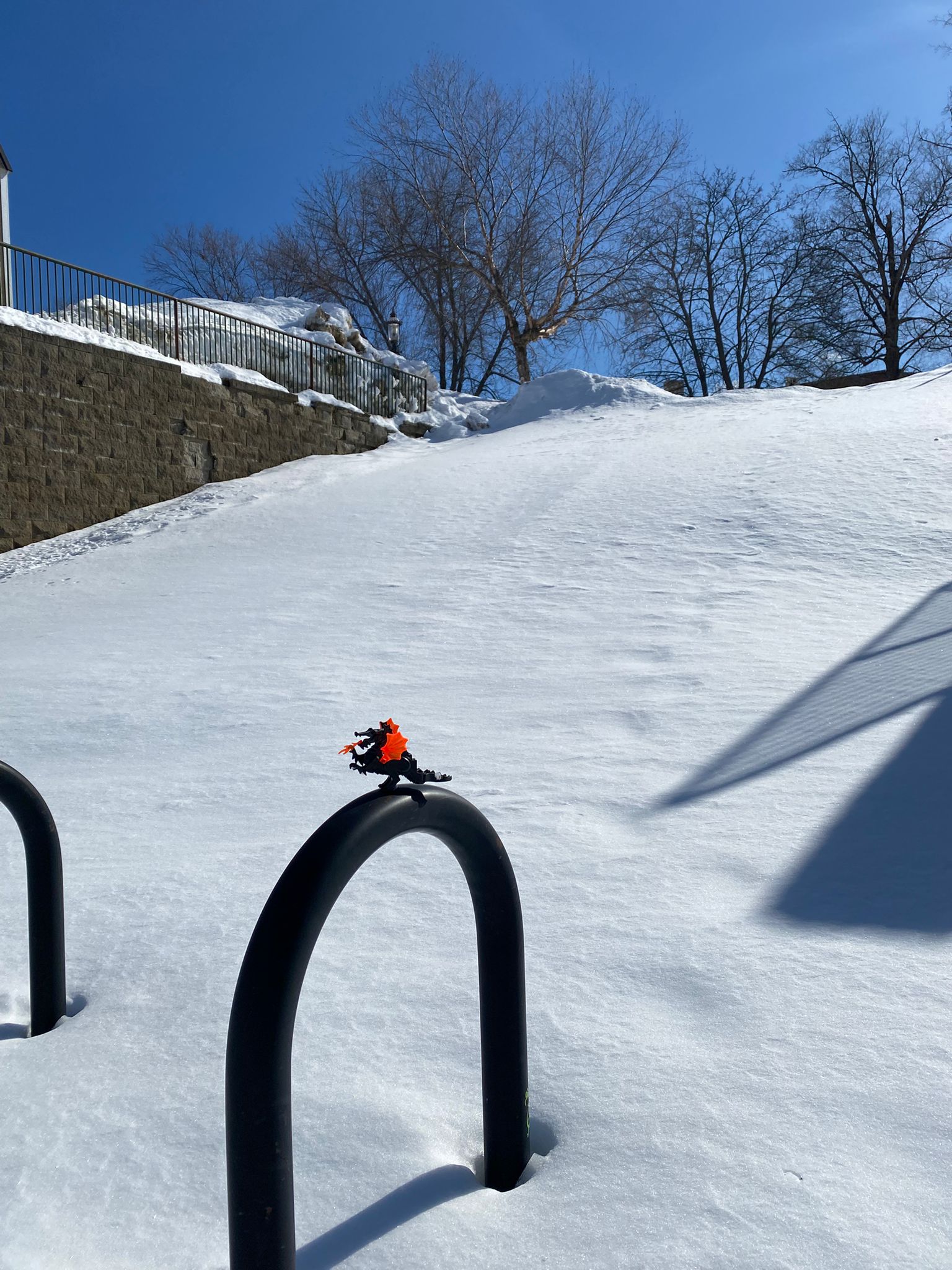 vintage Lego black dragon in winter