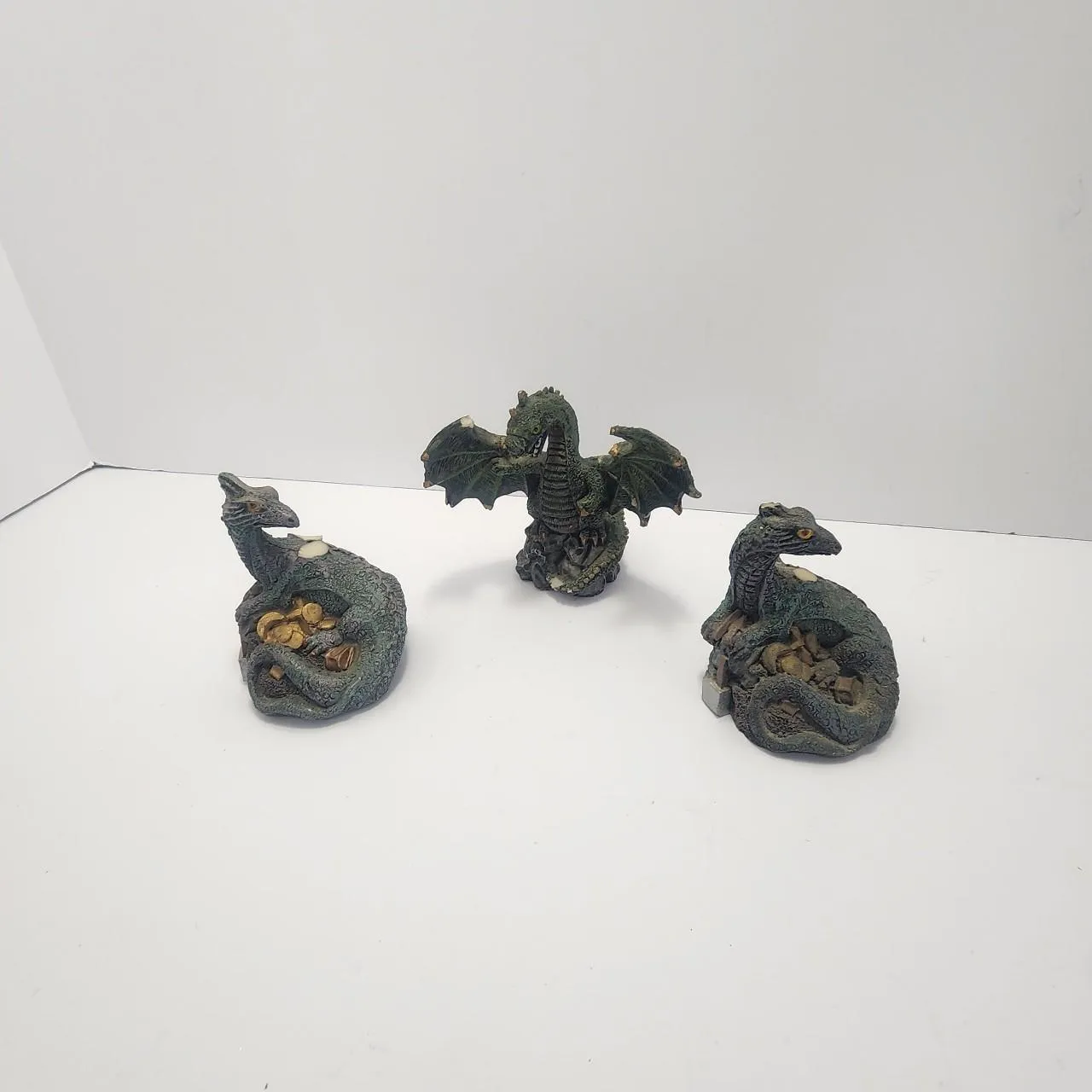 set of 3 dragon broken figurines