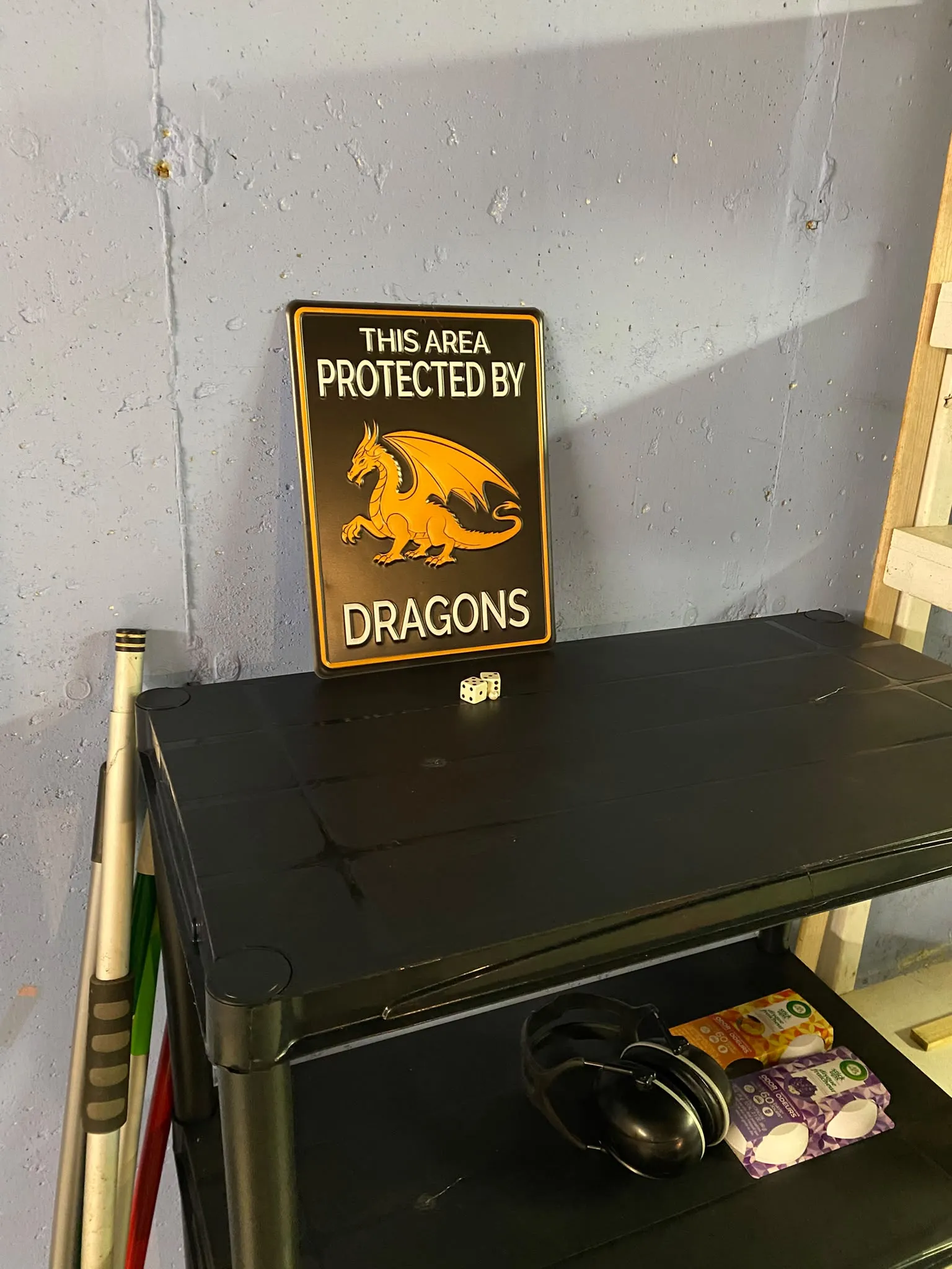 dragon metal plate in basement